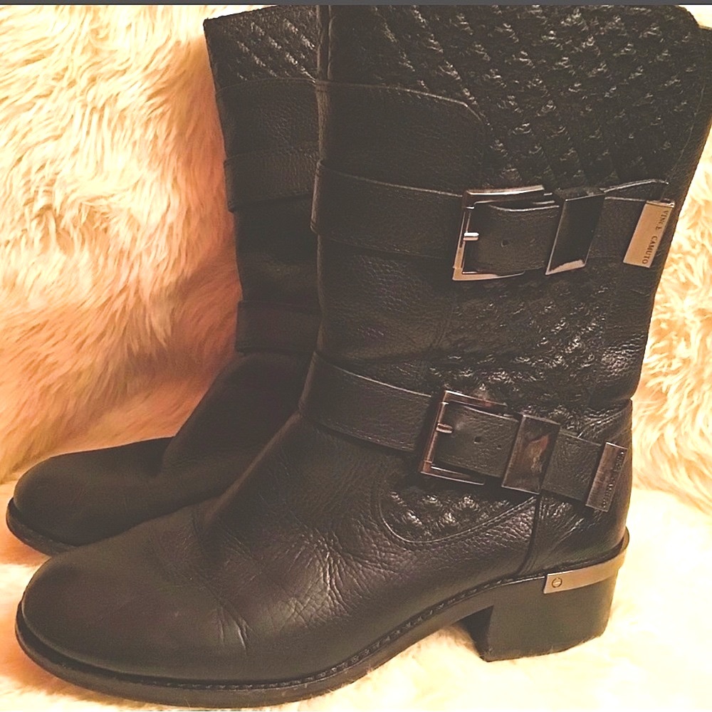 Vince camuto vc-welton black leather mid calf boots